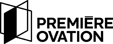 Logo de Première Ovation en noir et blanc.